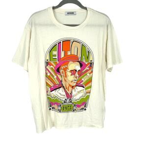 Daydreamer Elton John 1975 Boyfriend Tee White Small NWOT